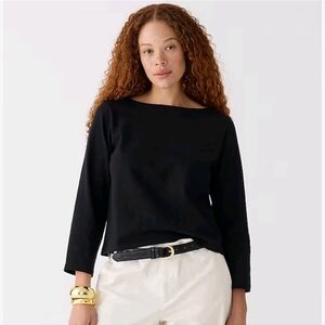 J.Crew Size M Classic Mariner Cloth Boatneck T shirt In Black